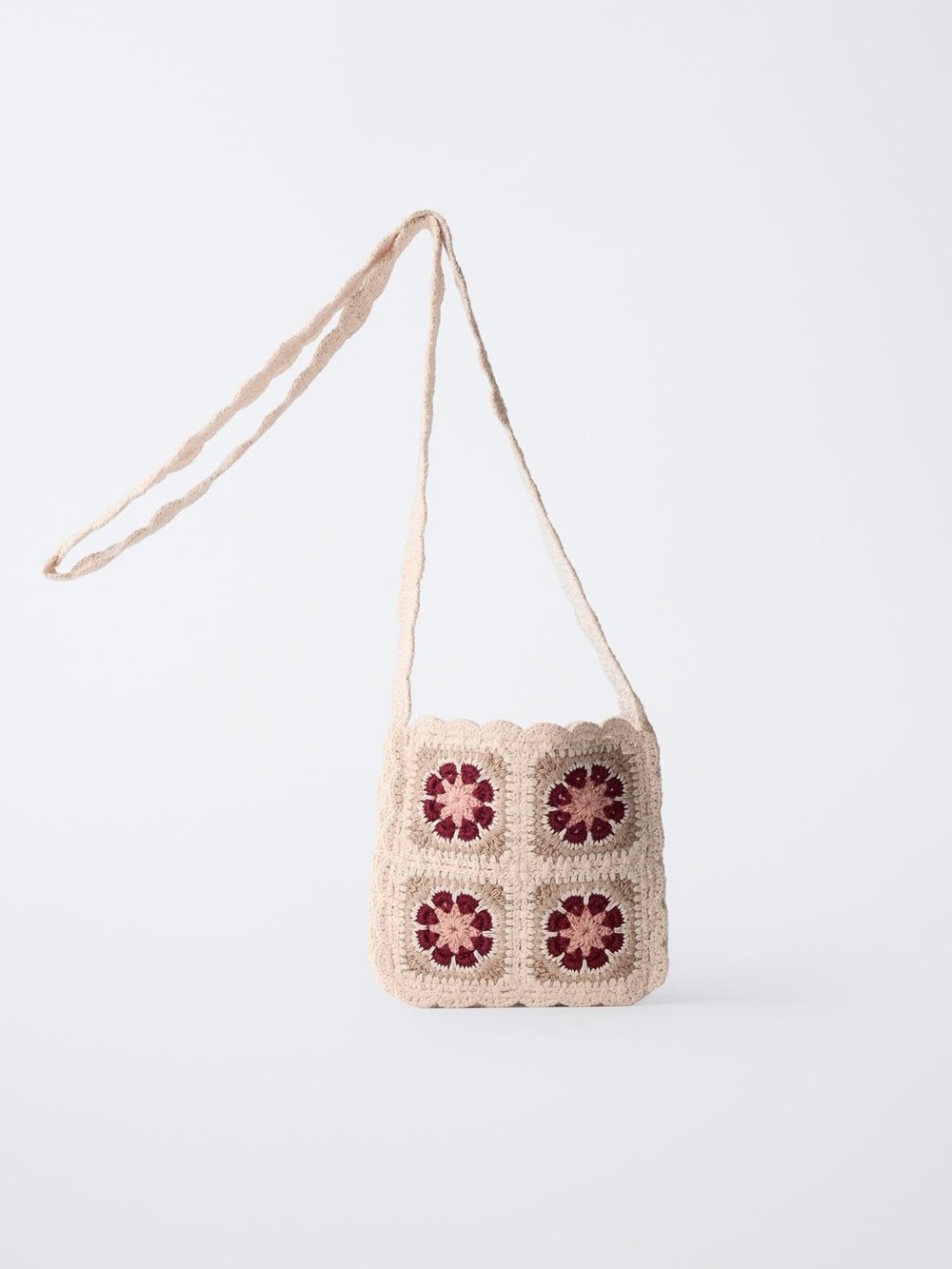 Zara girls crochet knit flower bag